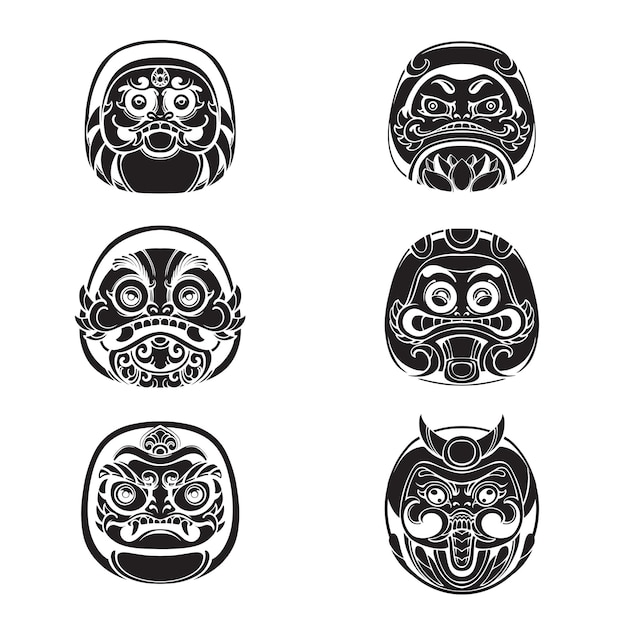 Japanse Daruma masker vector silhouet art