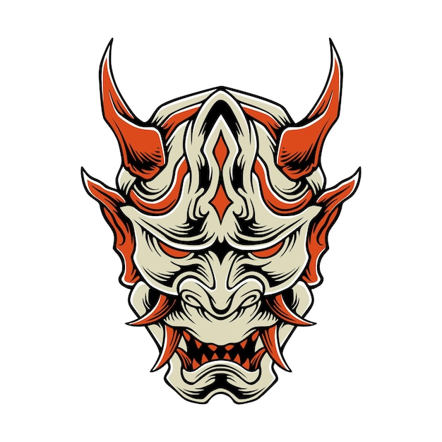 Japanse demon kwaad masker vector mascot logo afbeelding