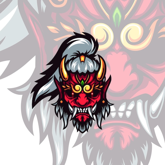 Japanse Demon Mask Vector Mascotte