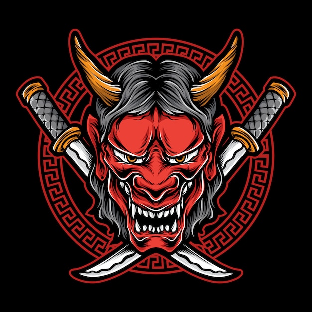 Japanse demon masker logo