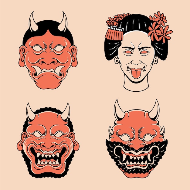 Japanse demon masker vector kunst