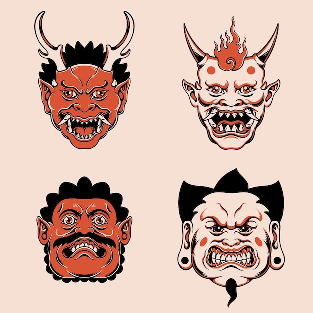 japanse demon masker vector set