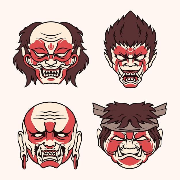 japanse demon masker vector