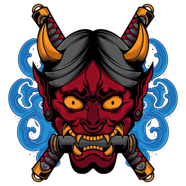 japanse duivel masker vector tattoo