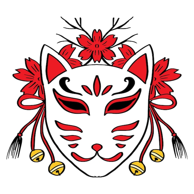 Japanse Fox Mask Kitsune masker illustratie