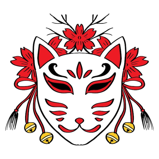 Japanse Fox Mask Kitsune masker illustratie