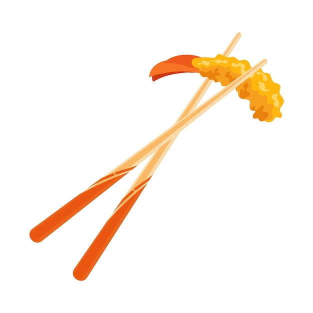 Japanse garnalen tempura gebakken garnalen op oud sticks Aziatische zeevruchten illustratie vector