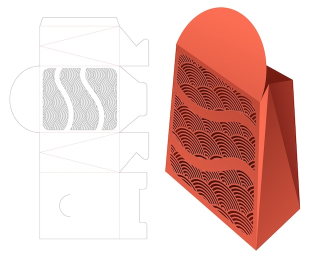 Japanse gestanste sjabloon voor flip-tassen en 3d-mockup