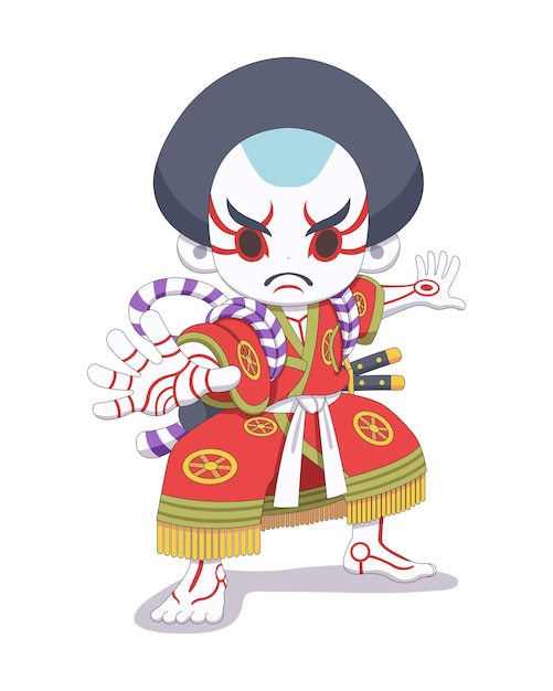 Vector japanse kabuki-acteur cartoon afbeelding