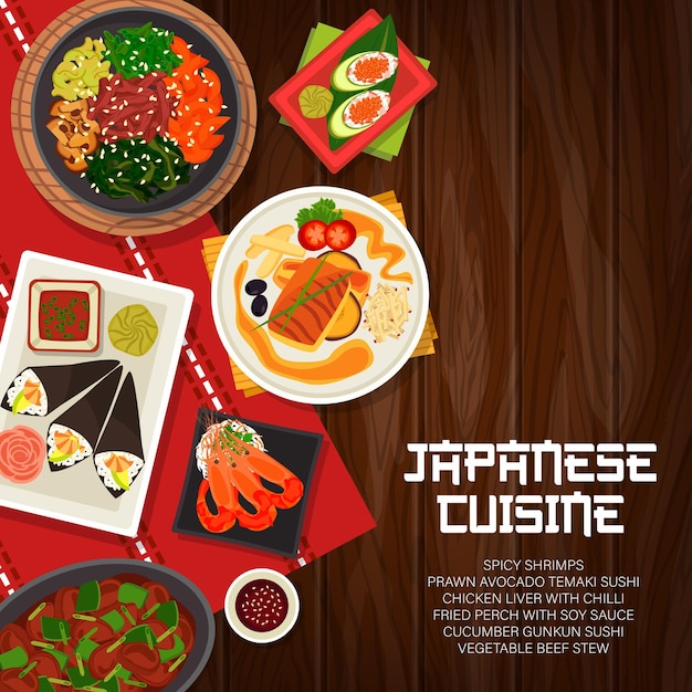 Vector japanse keuken cartoon poster