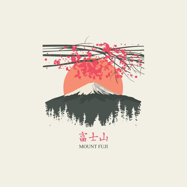 Vector japanse landschap met mount fuji