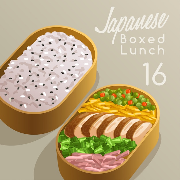 Japanse lunchpakket set illustratie