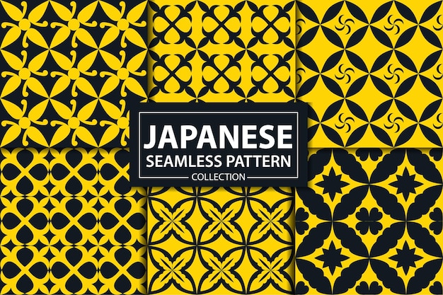 Japanse naadloze patroon decoratieve behangcollectie met geel