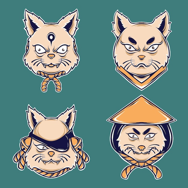 japanse neko oorlog vector set