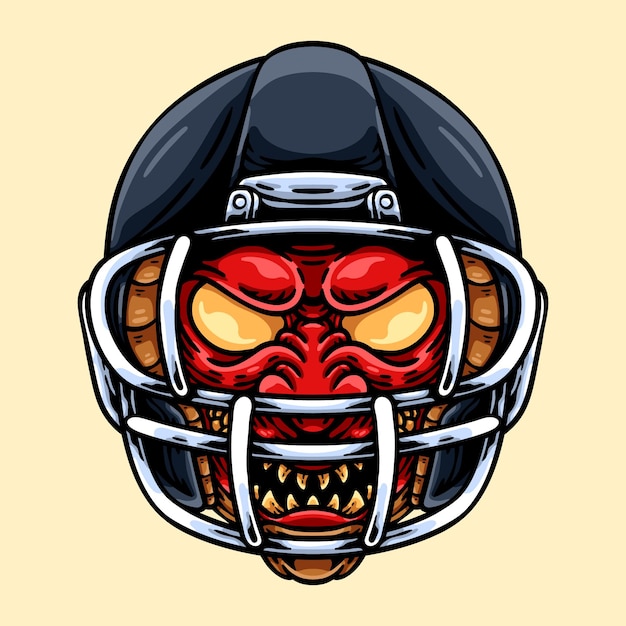 Japanse Oni met American Football-helm