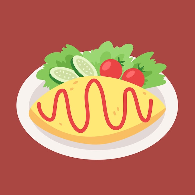 Japanse rijst omelet cartoon vector