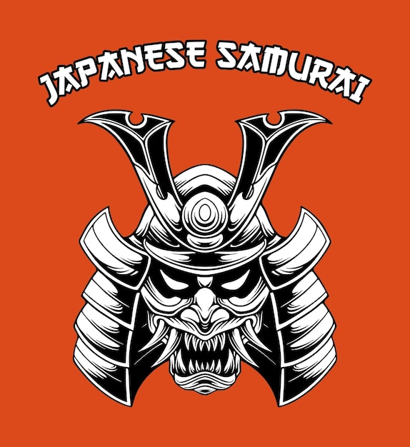 Japanse samoerai hoofd vector ontwerp illustratie