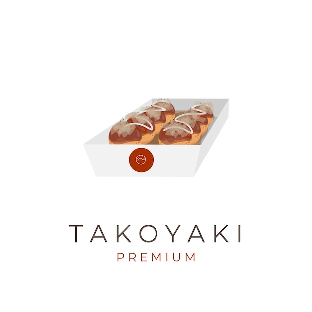 Japanse Street Food Takoyaki Vector Illustratie Logo met Katsuobushi