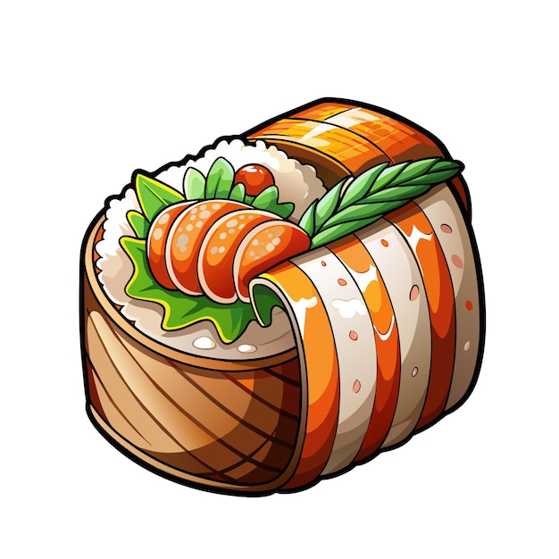 Japanse sushi in cartoon stijl op witte achtergrond