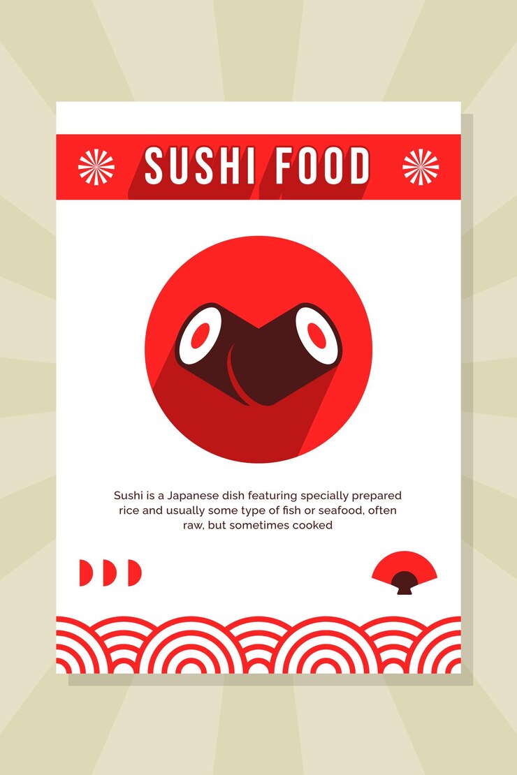 Japanse sushi promotionele flyer sjabloonontwerp