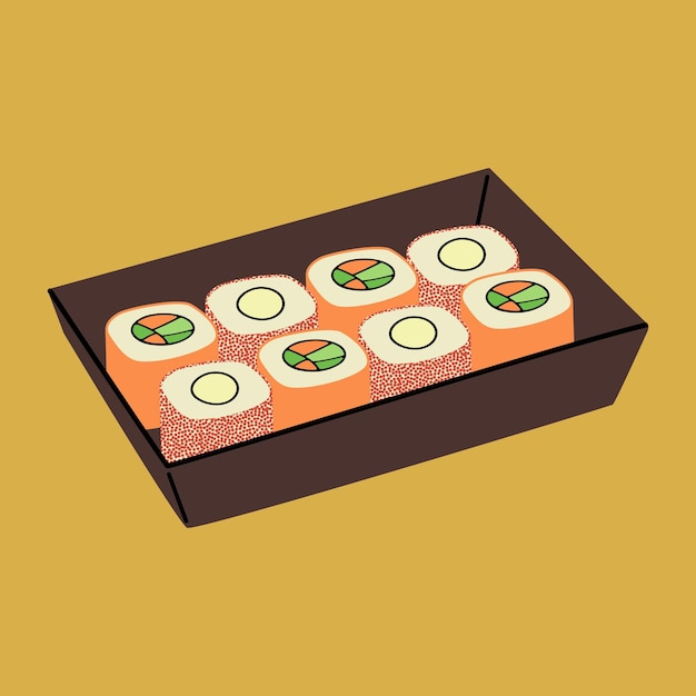 Japanse sushirolset in een pakket Aziatisch eten