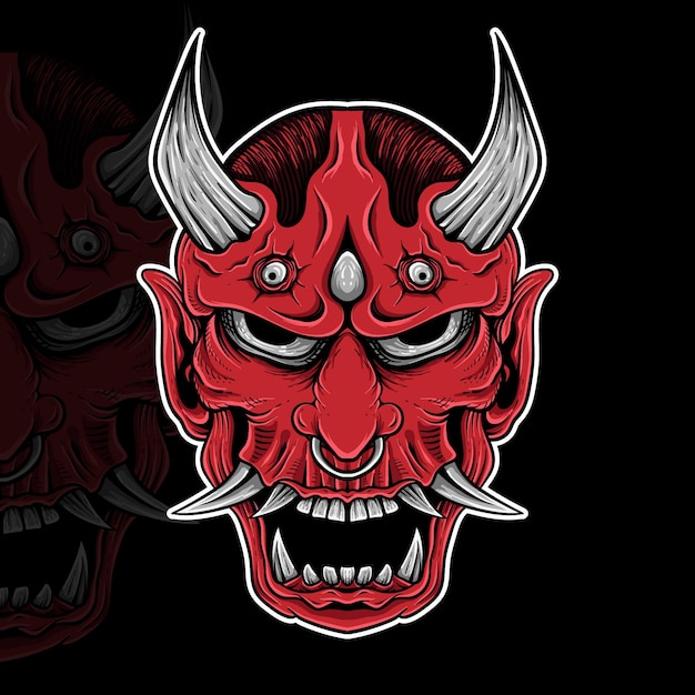 japanse tattoo oni mask hannya de traditionele japanse demon oni mask illustratie