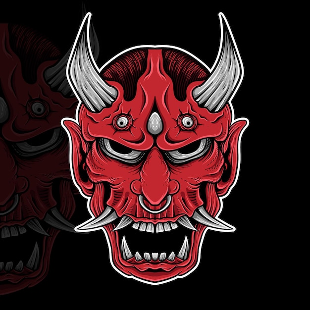 Japanse tattoo oni mask hannya de traditionele japanse demon oni mask illustratie