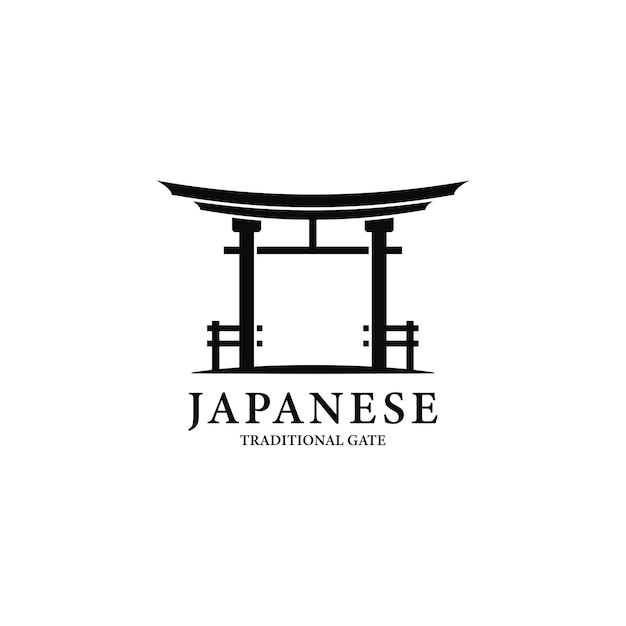 Japanse torii poort logo vector ontwerpsjabloon