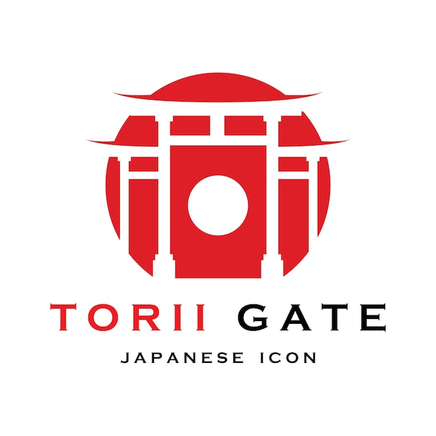 Japanse torii poort vector en illustratie met slogan template