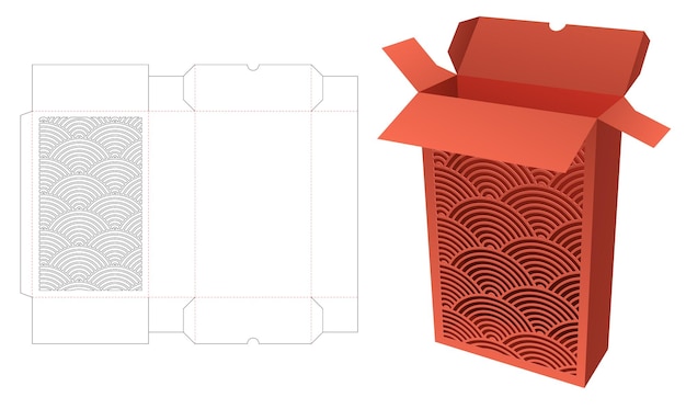 Japanse twee flips box gestanste sjabloon en 3d-mockup