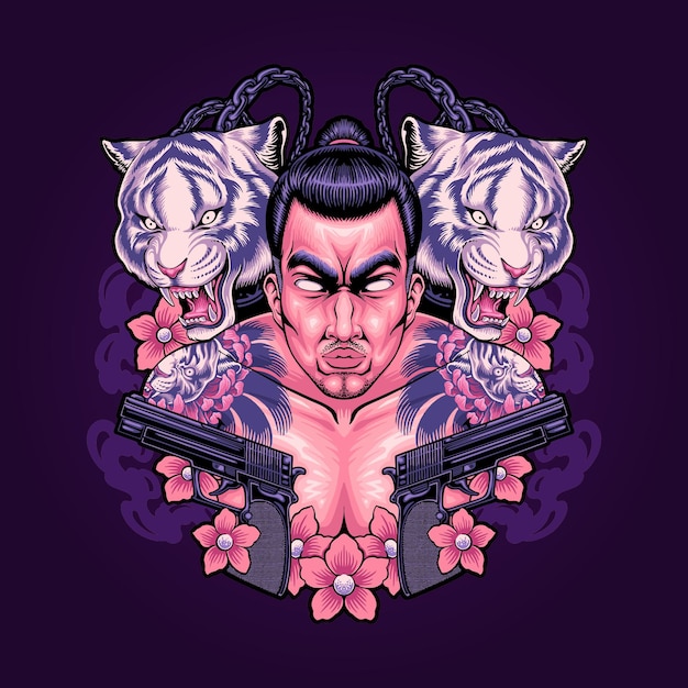 Vector japanse yakuza-mascotteillustratie