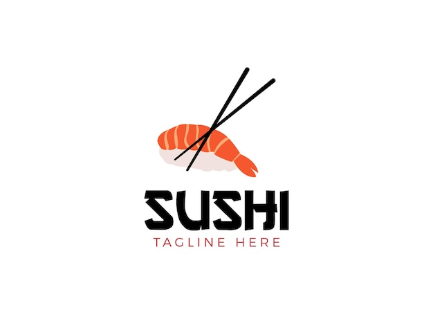 Japanse zeevruchten en sushi logo ontwerpsjabloon.