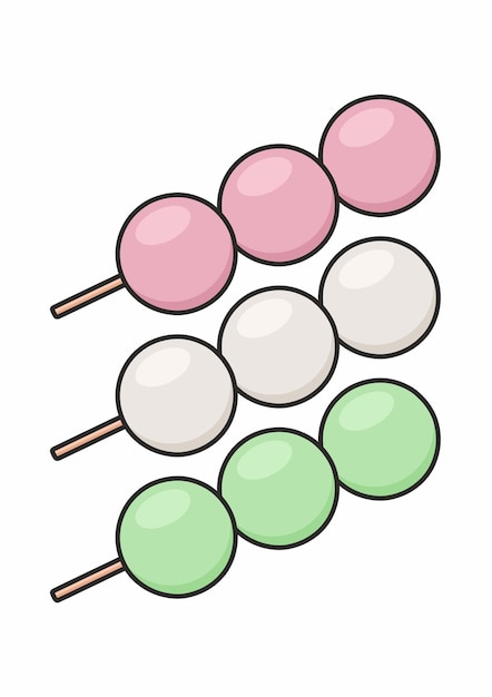 Vector japanse zoete dango ingesteld op de witte achtergrond vector illustratie