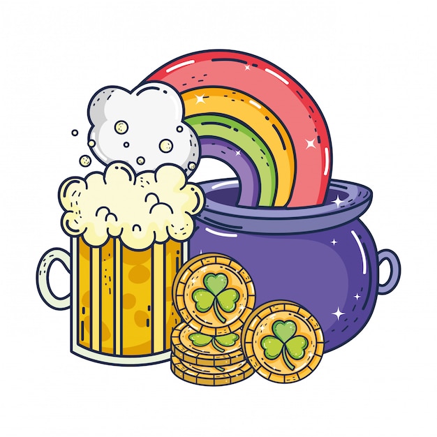 Jar beer and rainbow saint patrick day