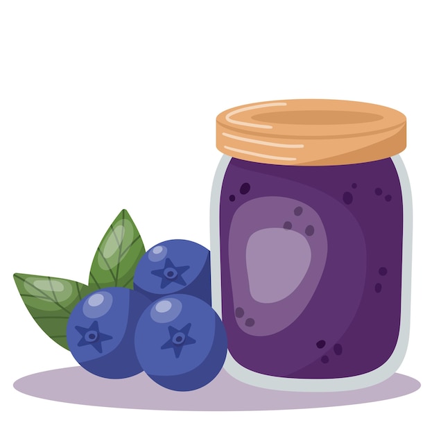 jar of blueberry jam with pears