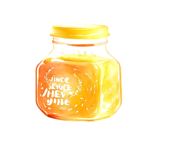Vector jar of honey creative illustration with watercolor style food logo element isolated ai_generated