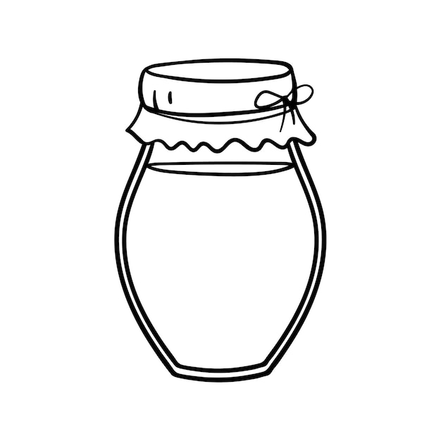 蜂蜜またはガラスの瓶のアウトラインベクトルレトロなスタイルの瓶