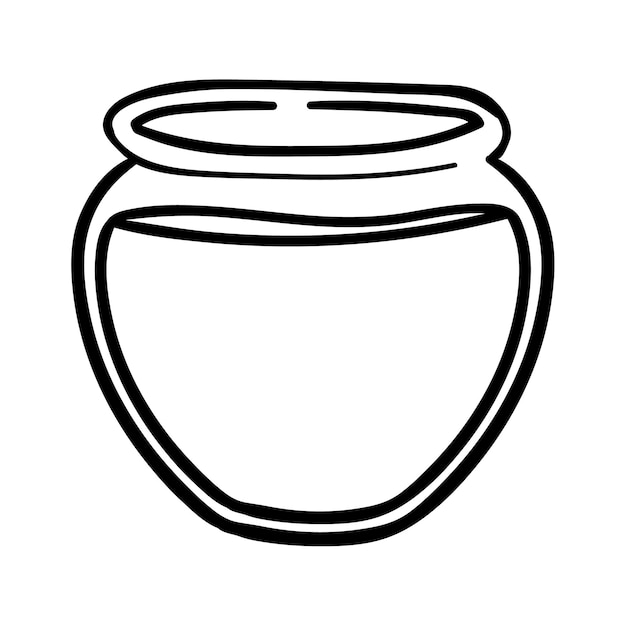 Jar of honey or glass jar outline vector retro style