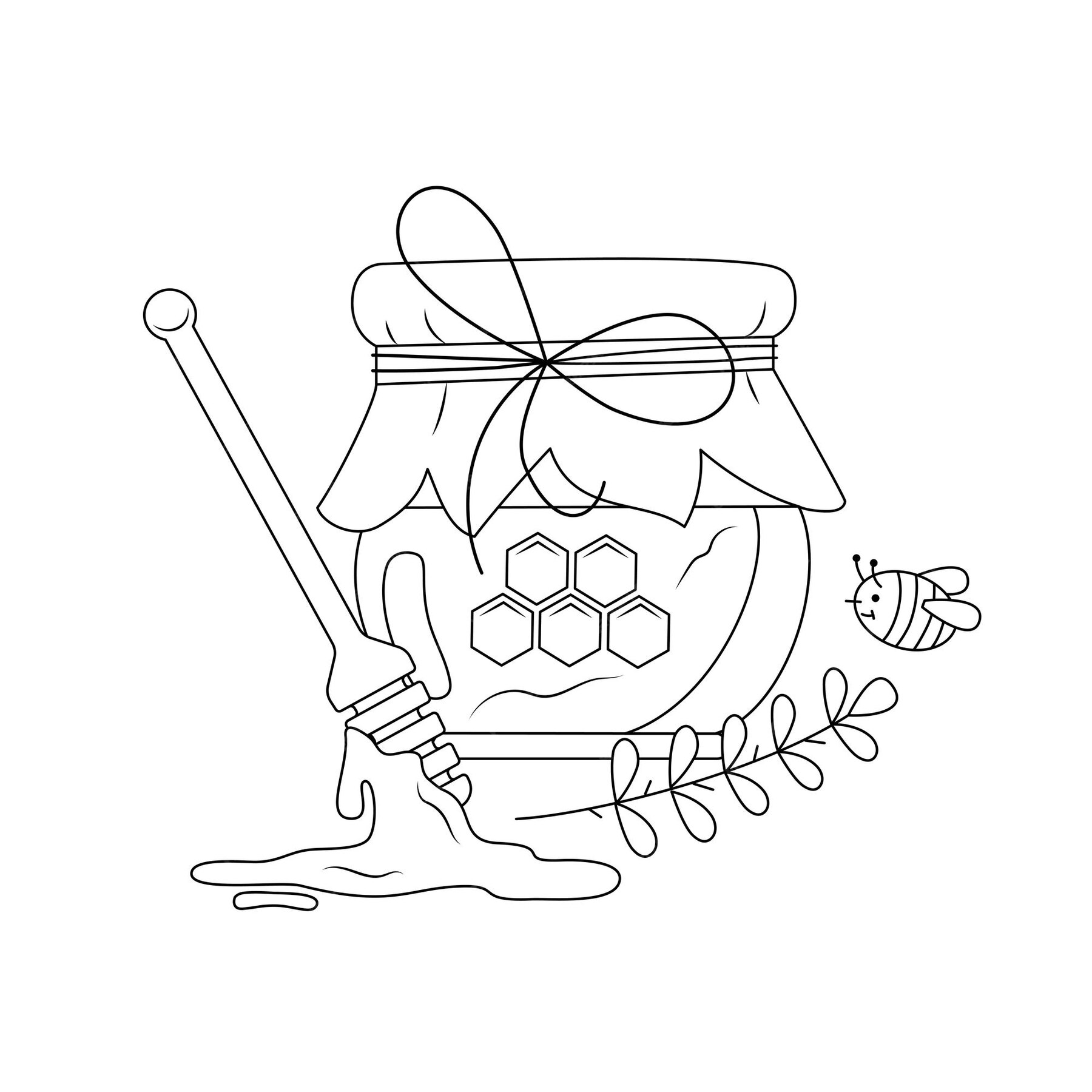 Premium Vector | A jar of honey Picture for coloring
