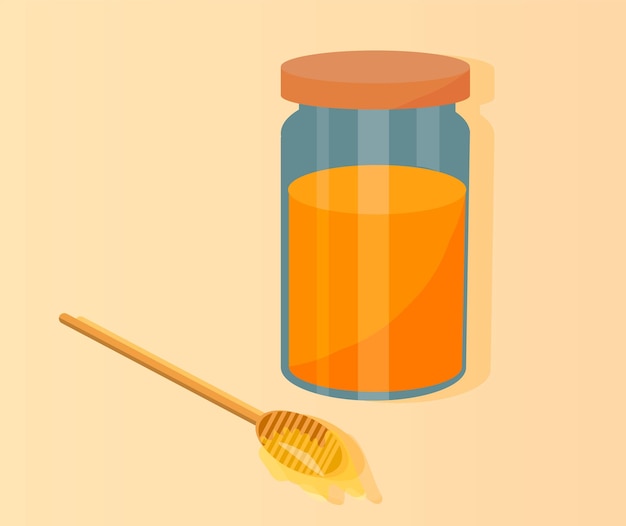 Jar of honey with a spoon