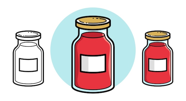 漫画のスタイルの白いベクトル図に分離されたジャムの瓶、美味しくて健康的な自然食品の自家製マーマレード。