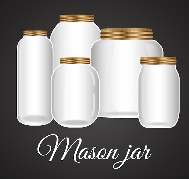 Vettore jar mason fashion glass
