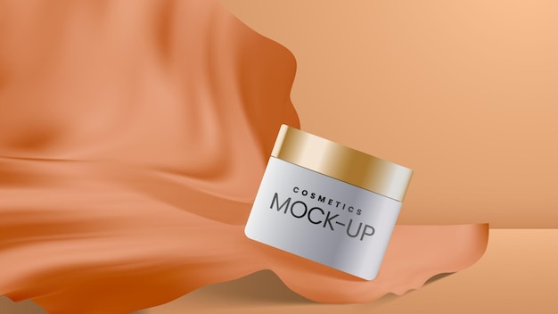 A jar of mock - up product on an orange background