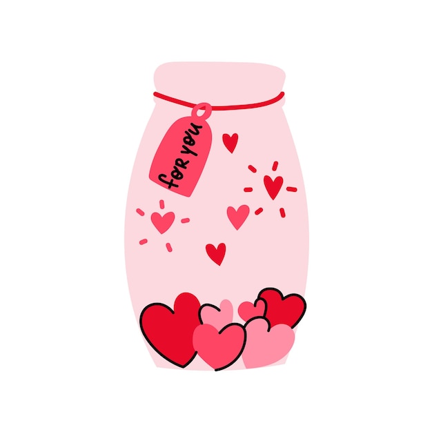 Jar with Hearts Valentine hearts romantic vector hand drawn illustration