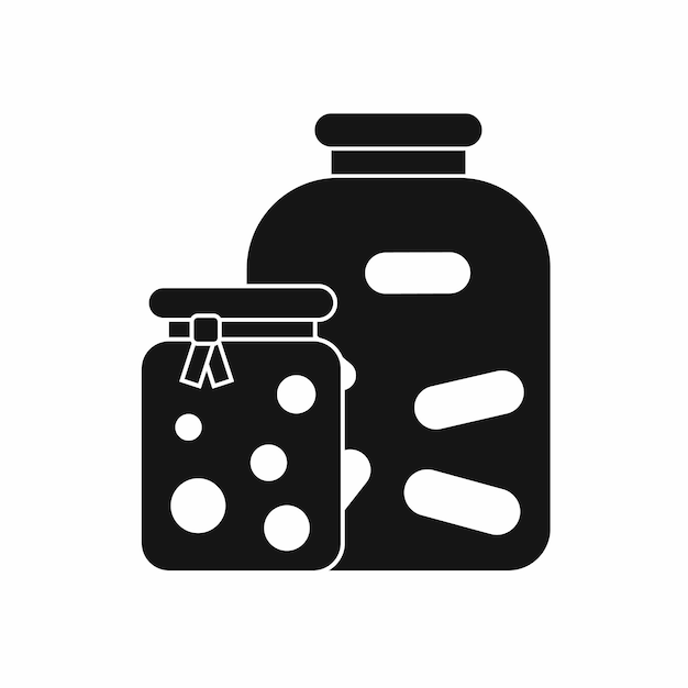 Vector jars with pickled vegetables and jam icon in simple style isolated vector illustration