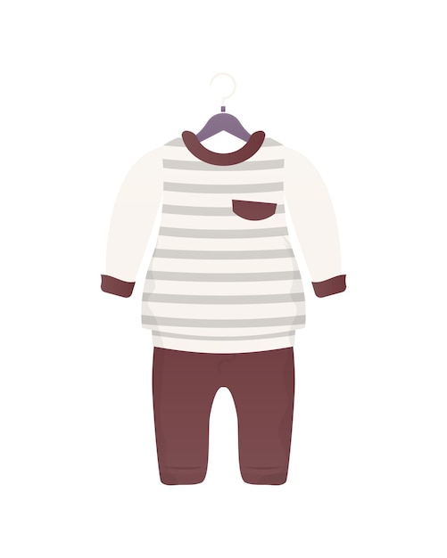 Jasje en korte broek Een set kinderkleding voor een jongen Geïsoleerd op witte achtergrond Vectorillustratie in cartoon-stijl