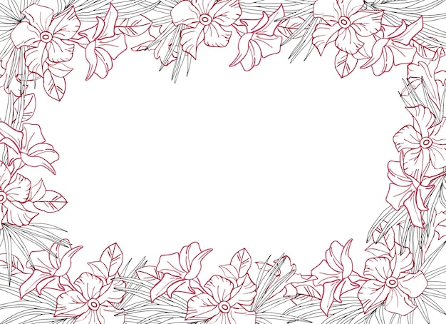 Jasmijn exotische bloemen banner met de hand getekende lijn kunst vector illustratie voor kaart of bruiloft uitnodiging