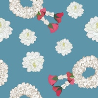 Jasmine flower and garland , hand draw sketch seamless pattern.