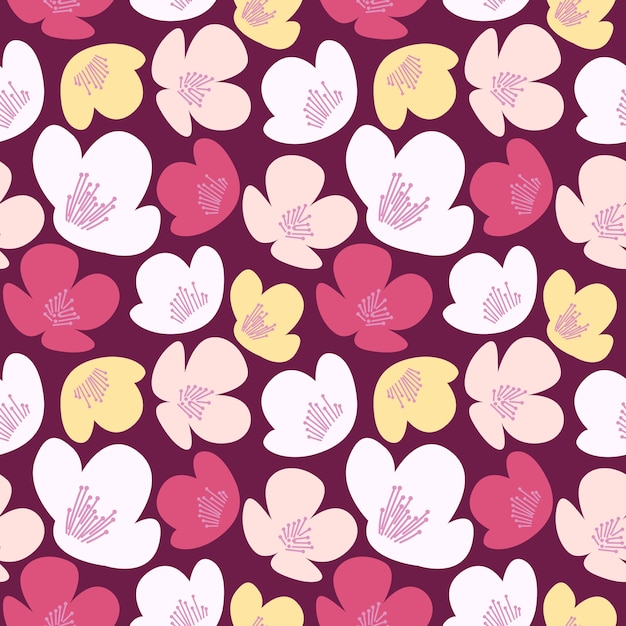 Vector jasmine flower seamless pattern