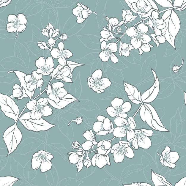 Jasmine seamless pattern